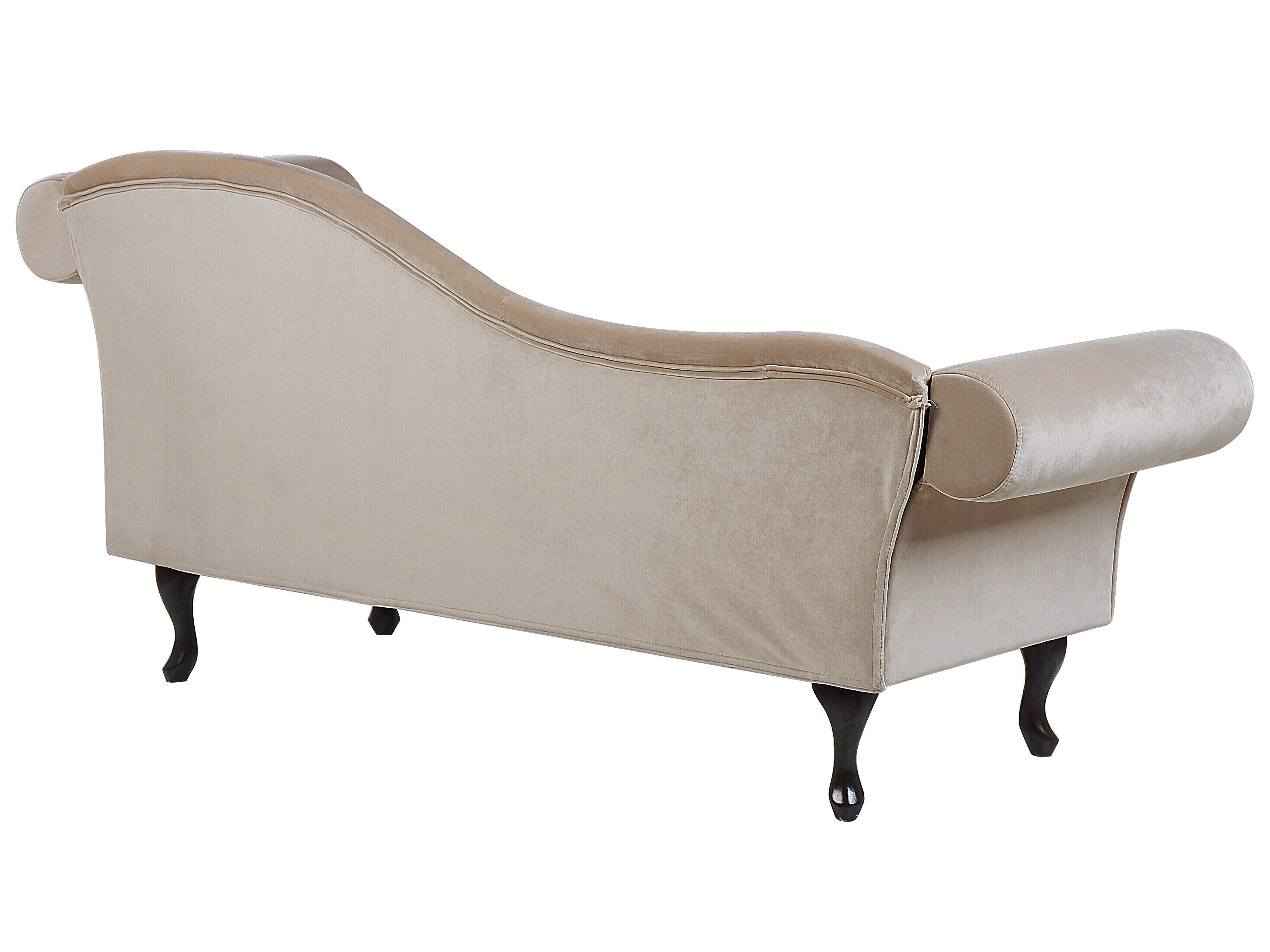 Rechtszijdige chaise longue LATTES Fluweel Beige