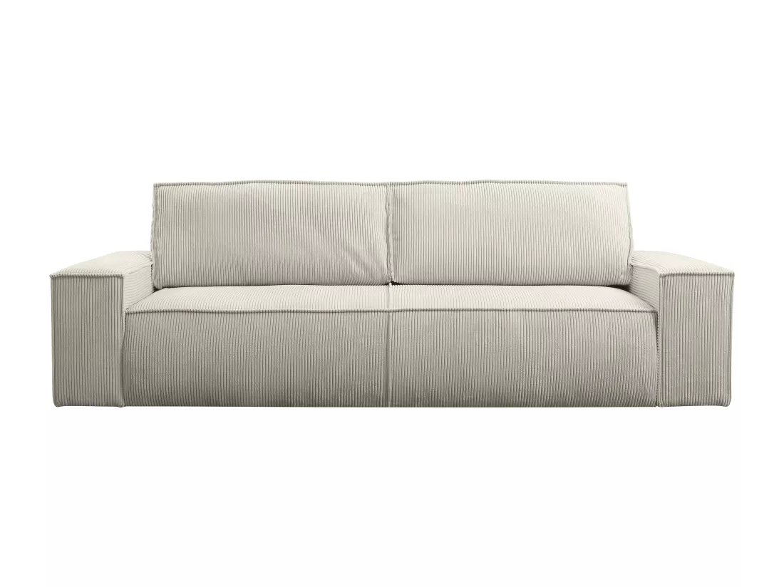 Canapé 4 places convertible en velours côtelé beige AMELIA