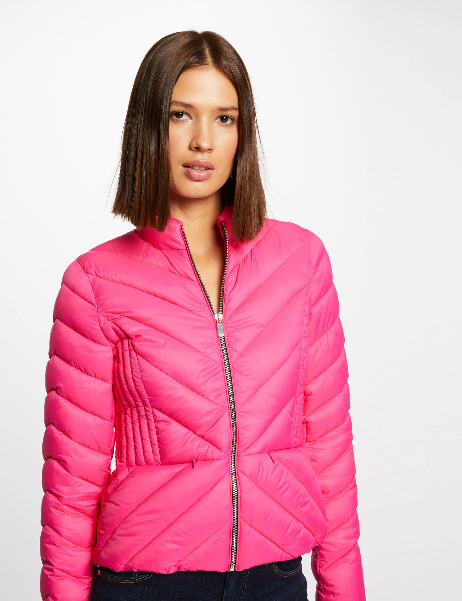 Doudoune droite zippée fuchsia femme - fuchsia