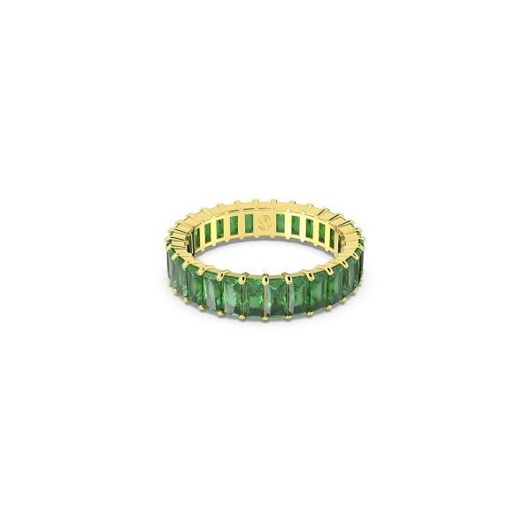 Swarovski Anel Matrix Lapidação Baguete Verde Lacado a Dourado 55