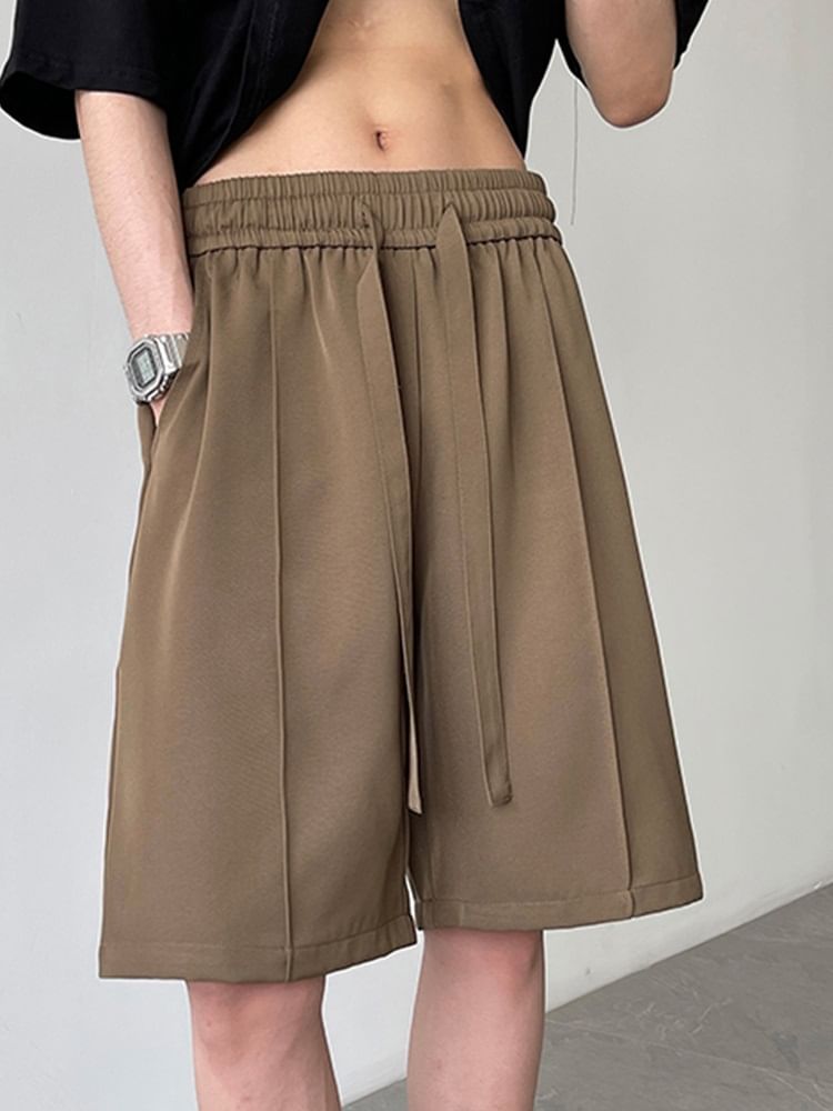 Zentrus - Effen shorts met trekkoord in de taille / Effen broek met rechte pijpen en gemiddelde taillehoogte