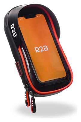 Support et Protection Smartphone Etanche Pour vélo R2B Rotation à 360 Degrés Noir/Rouge