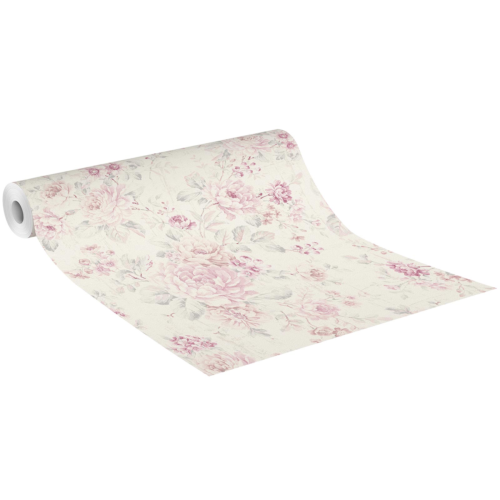 Vliestapete SOUVENIR - rosa-creme - Rosen - 10 Meter