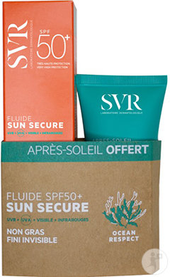 SVR Lot Sun Secure Fluide IP50+ Tube 50ml + Après-Soleil Tube 50ml Offert