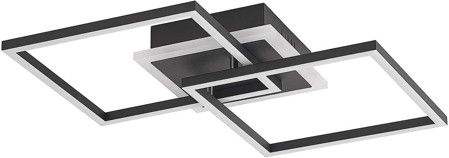 Lindby LED Deckenleuchte Fjardo dimmbar mit Leselampe (Modern) in Schwarz aus Aluminium (1 flammig,) - Lampe Deckenlampe Wohnzimmerleuchte