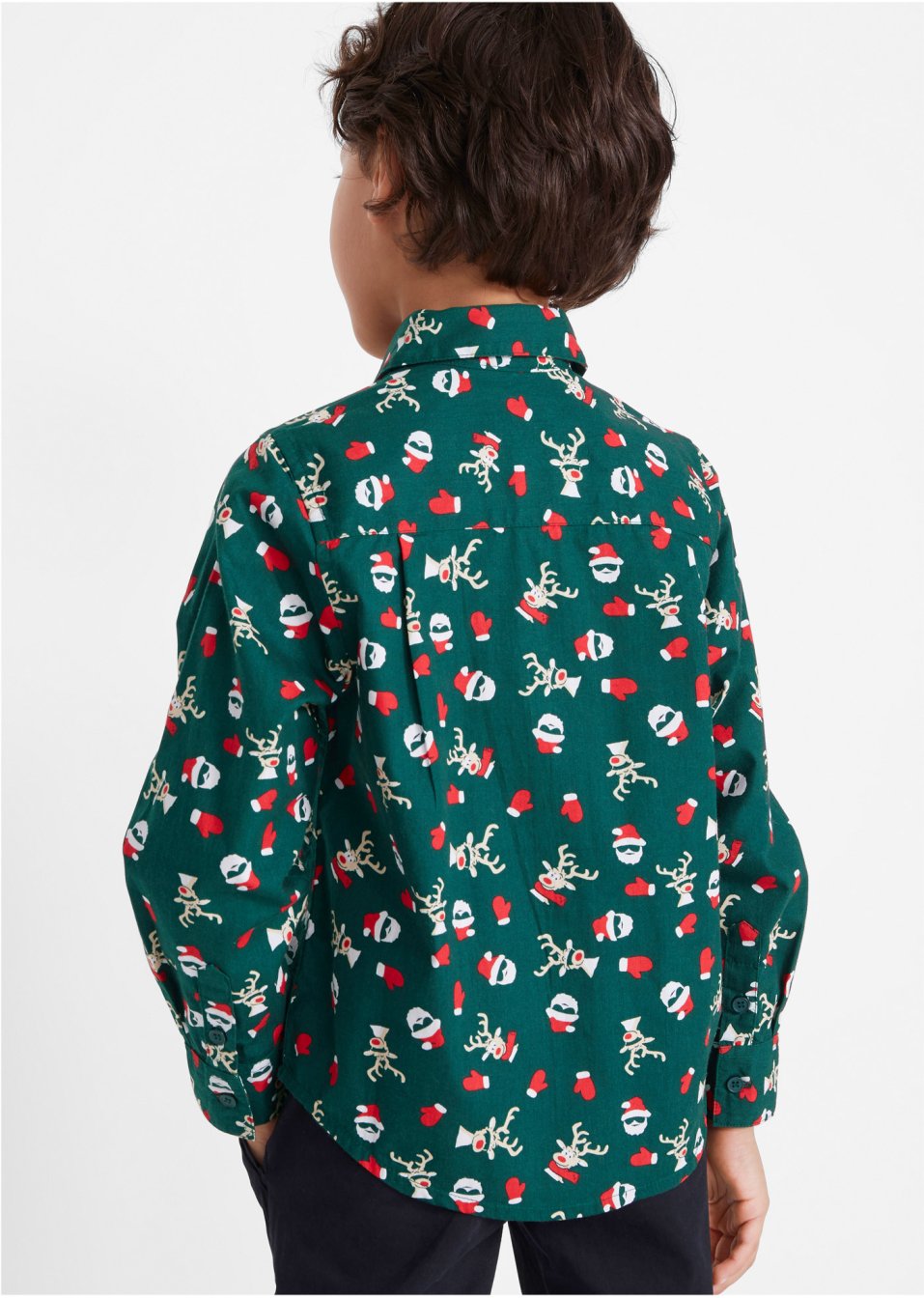 Chemise garçon manches longues avec motifs de Noël, Slim Fit