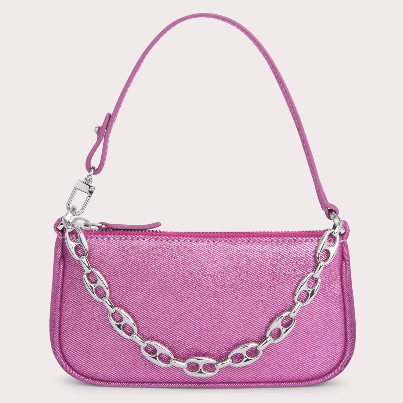By Far Sac à main en Cuir Mini Rachel fuchsia -  9.5x19x2.5 cm