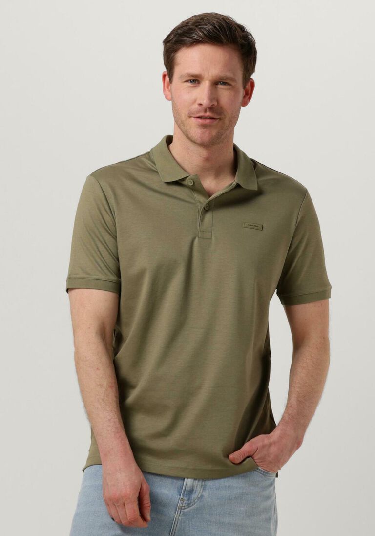 CALVIN KLEIN khaki calvin klein polo smooth cotton slim polo