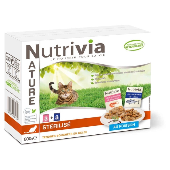 Sachet Nutrivia Nature pour chat adulte Sterilisé : Poisson x6