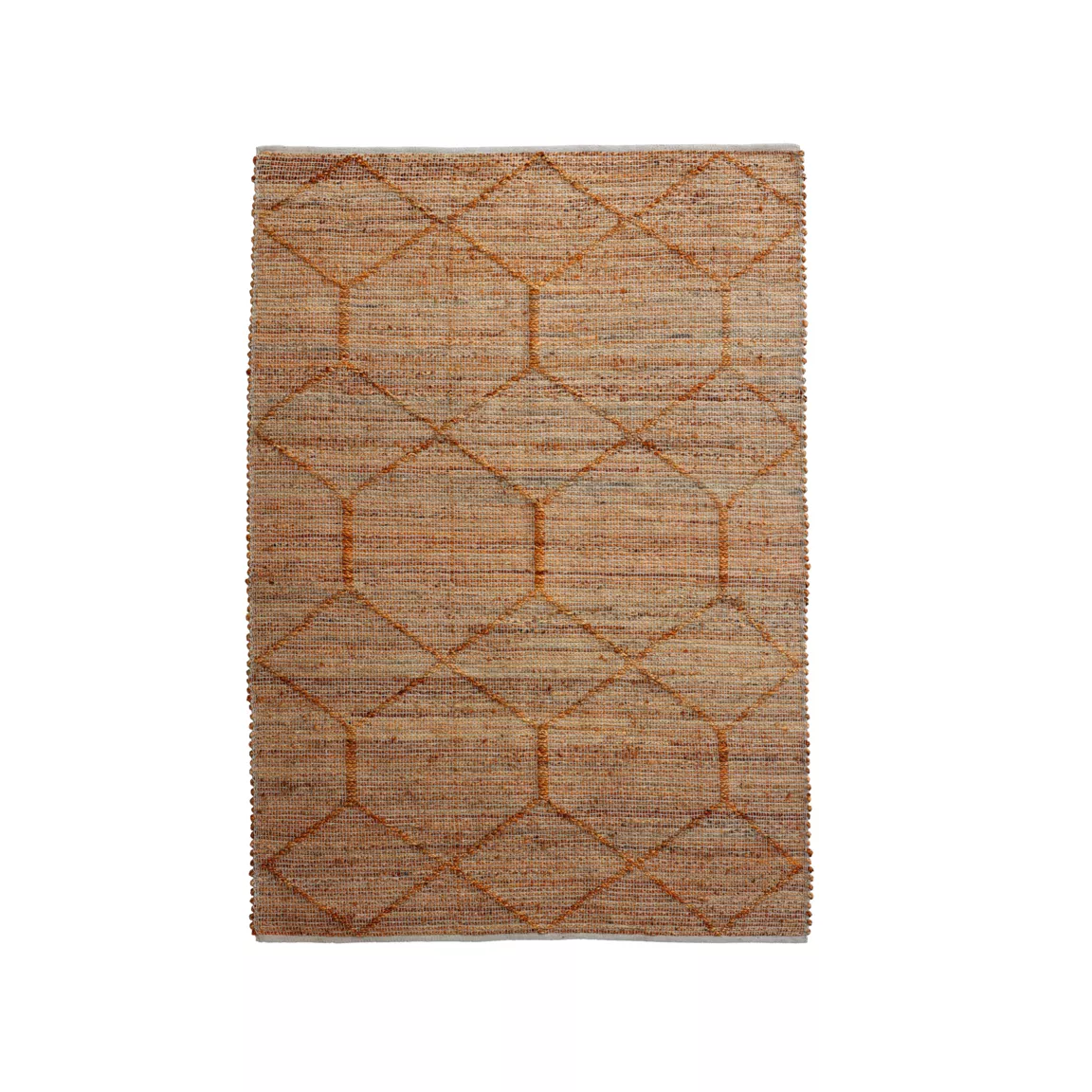 Tapis de salon rectangulaire jute et coton tissé main (160 x 230 cm) Jaya Marron