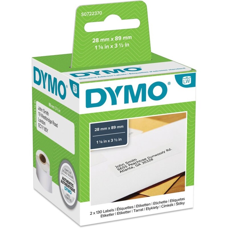 Dymo Etiketten, 99010|S0722370, 28 x 89 mm