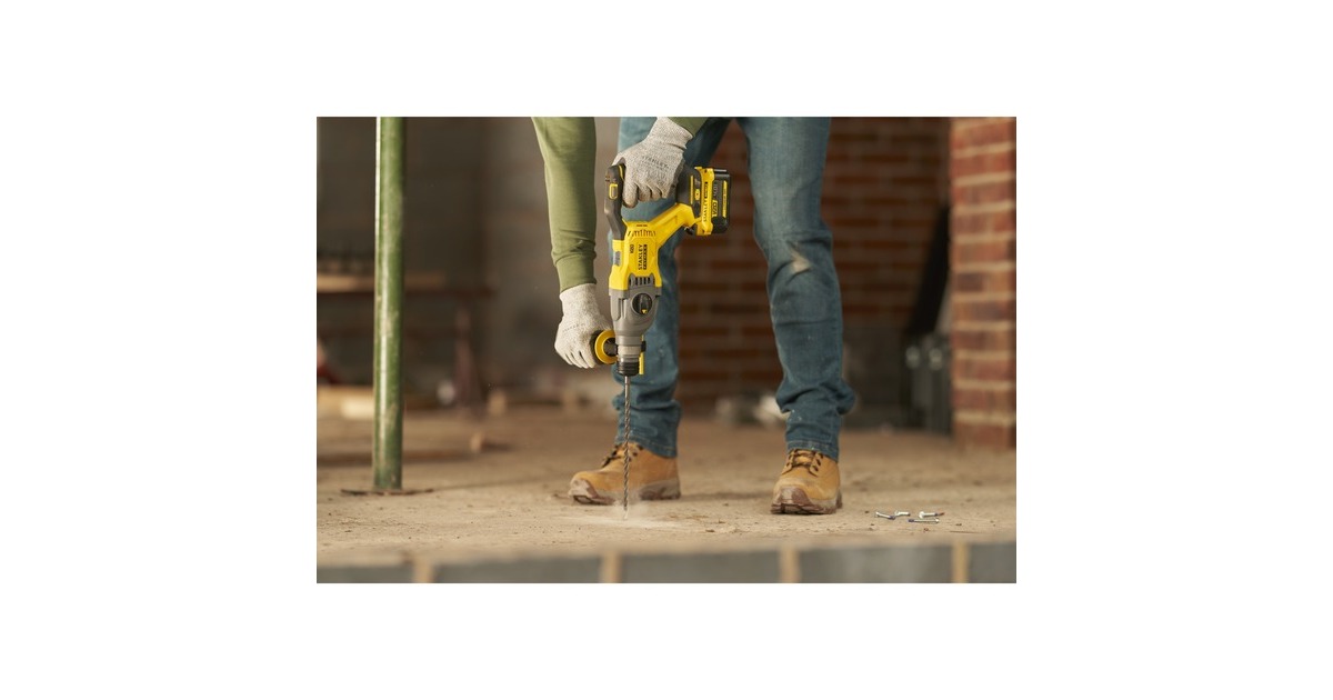 StanleyFATMAX V20 18V borstelloze accu hamerboorcombokit boorhamer  (Geel/zwart, SDS+, 2 accu's en lader inbegrepen, met koffer)