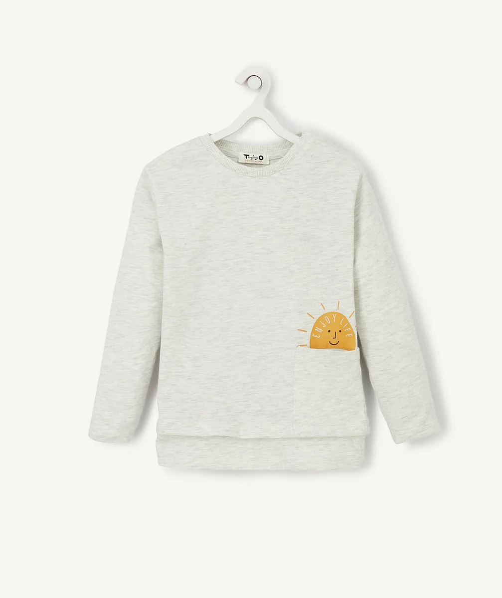 LE T-SHIRT ÉVOLUTIF MANCHES LONGUES ÉCRU CHINÉ EN COTON PIMA