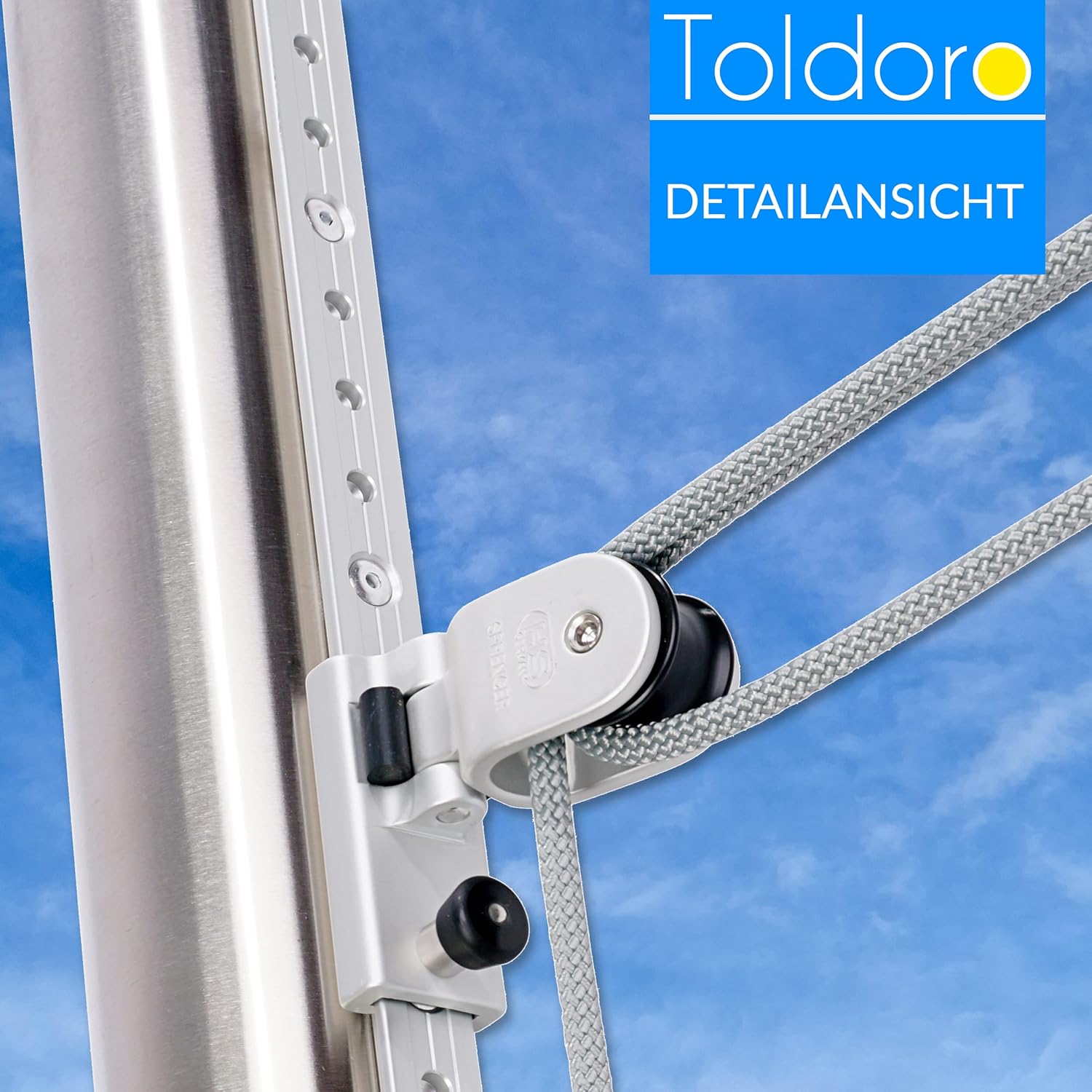 Toldoro® Höheneinstellung Set für Sonnensegel für Masten, Stangen und Holzpfosten/Sonnensegel Flaschenzug rostfrei & langlebig