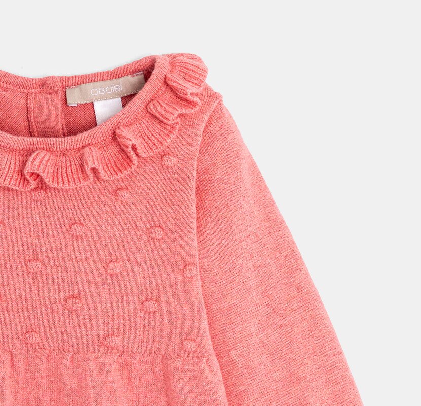 Robe maille tricot fantaisie et bandeau assorti Rose