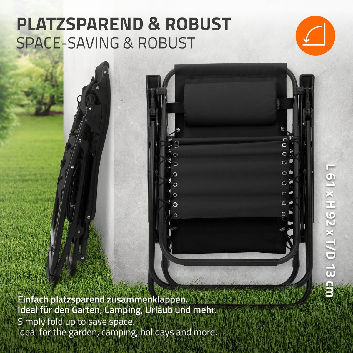 ML-Design Set van 2 opvouwbare ligstoelen, zwart, ligstoel met verstelbare hoofdsteun en rugleuning, tuinligstoel met vetersysteem, zero gravity outdoor relaxstoel, tuinstoel met bekerhouder