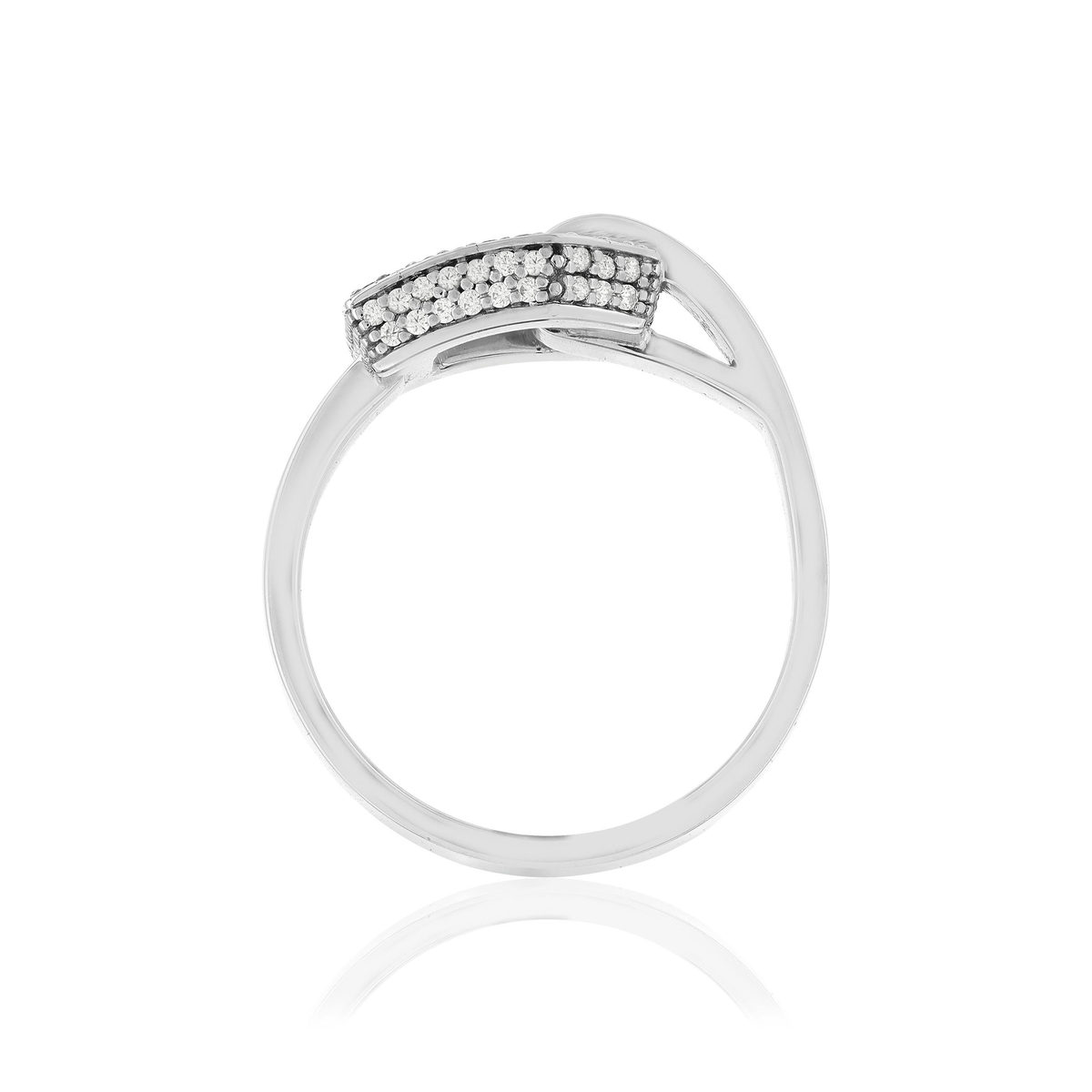 Bague or recyclé 750 blanc boucle et demi-tour diamants