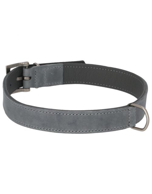Adori Halsband Vetleder Gevoerd Grijs&Antraciet - Hondenhalsband