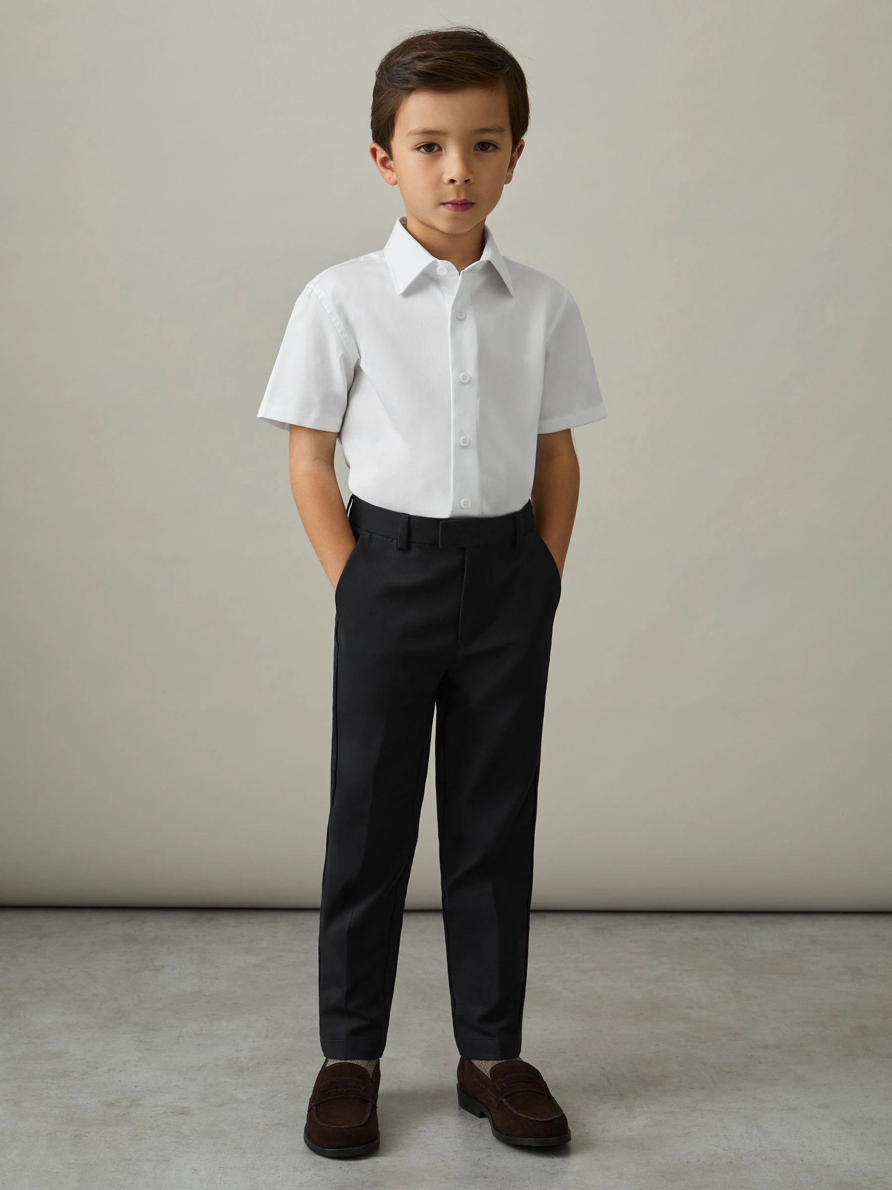 Reiss Woods Katoenen Slim-Fit Overhemd met Korte Mouwen