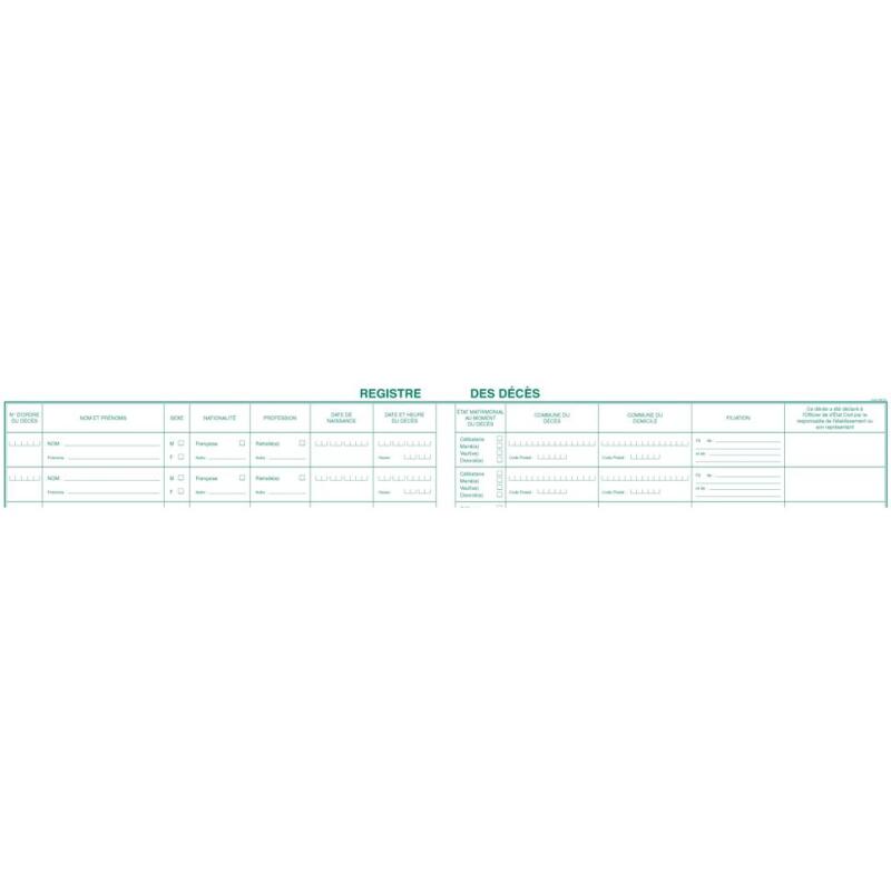 Registre 24x32cm des décès pour les hôpitaux, établissements sociaux (maisons de retraite) ou médico-sociaux - 100 pages