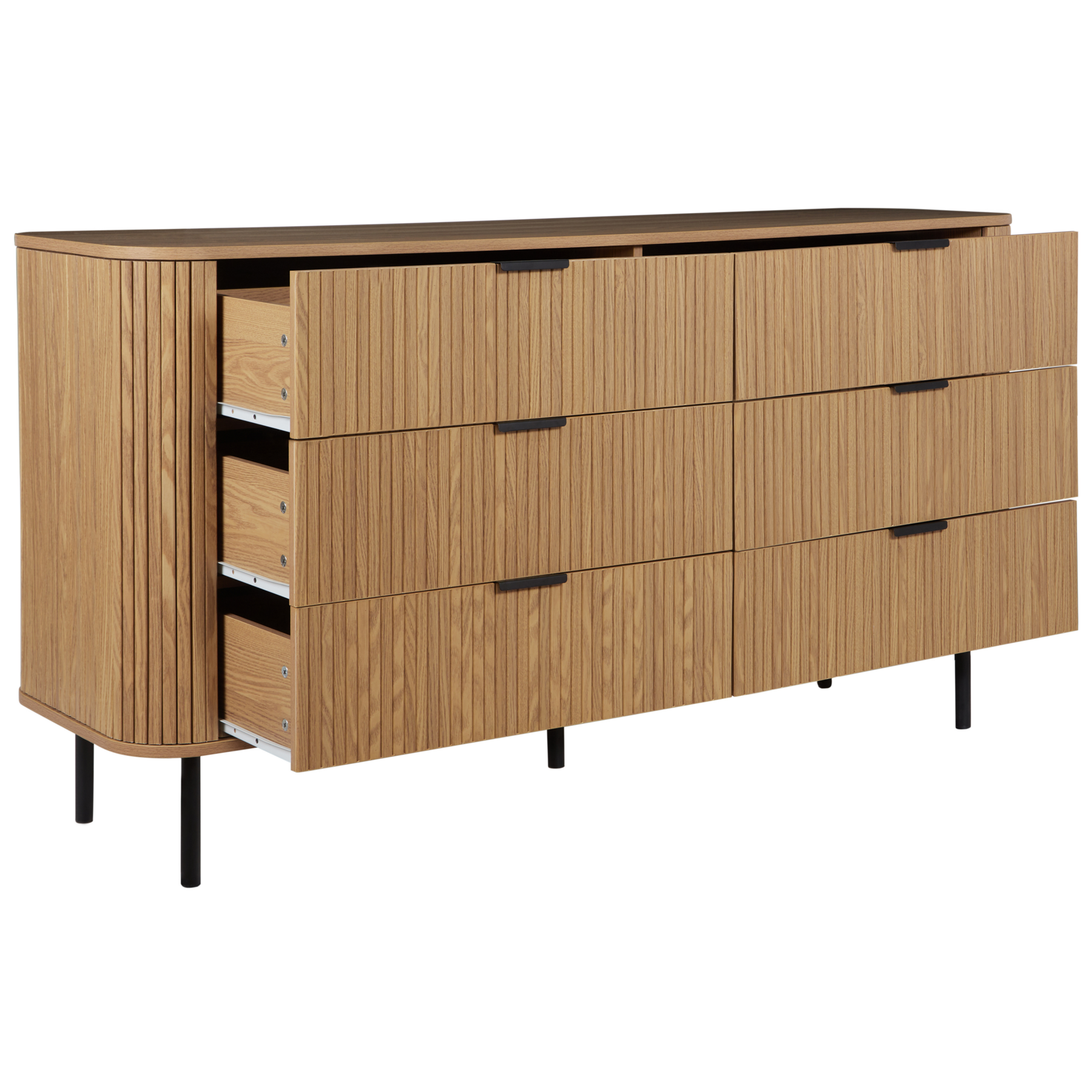 Beliani - BRADLEY - Dressoir - Lichthout|Zwart - MDf