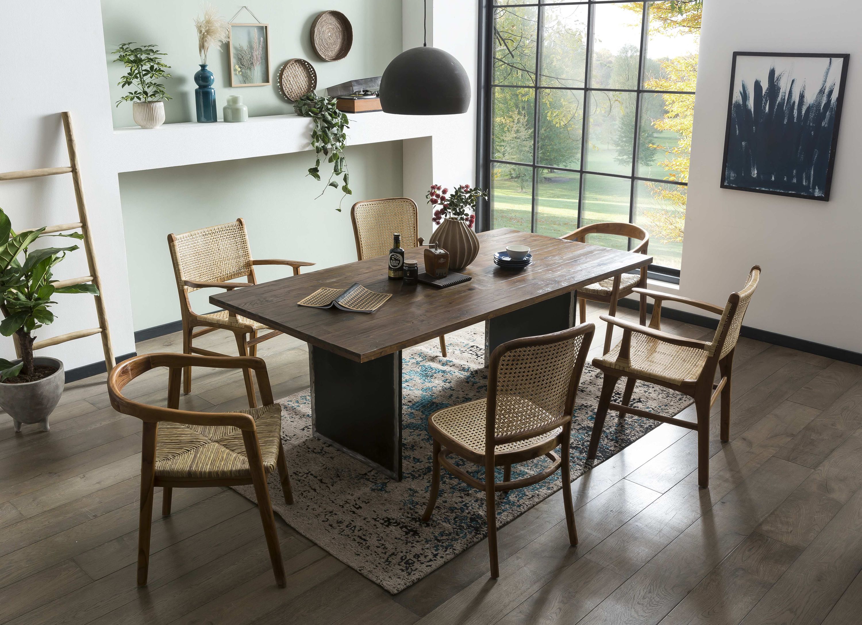 Armlehnstuhl Teakholz Essstuhl Küchenstuhl Wohnzimmer Küche Esszimmer Stuhl