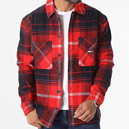 Surchemise A Carreaux Brushed Check 7254 Rouge Bleu Marine