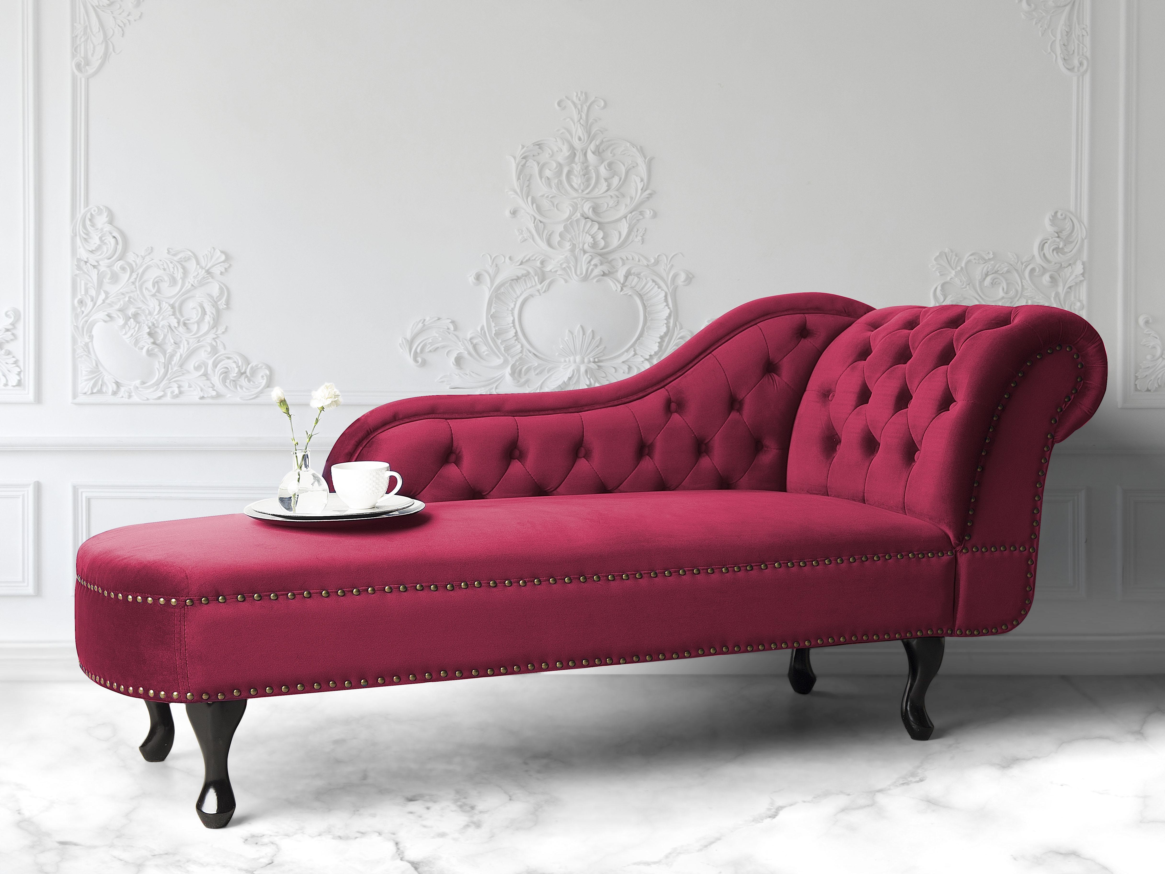 Rechtszijdige chaise longue NIMES Fluweel Donkerrood