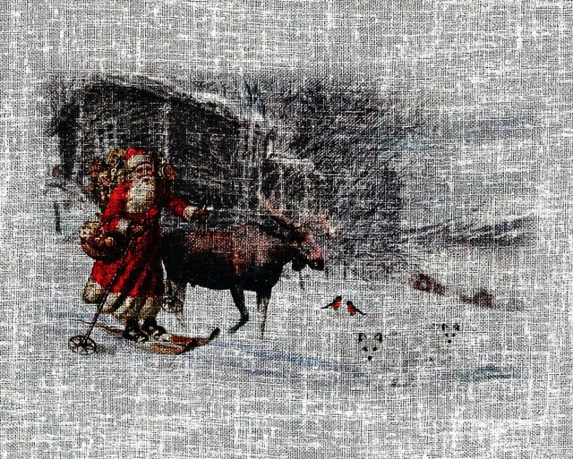 HOSSNER - ART OF HOME DECO Gardine »Weihnachtsmann« Stangendurchzug 1 Stk. tlg. Landhaus-Look