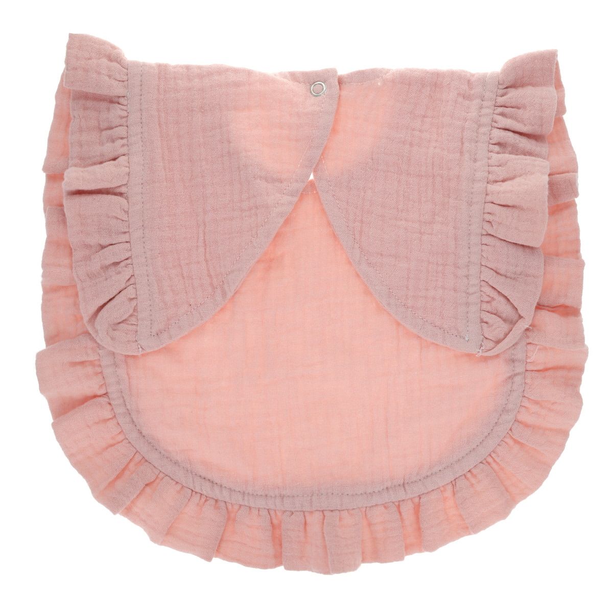 Bavoir froufrous en gaze de coton rose Jolie saison