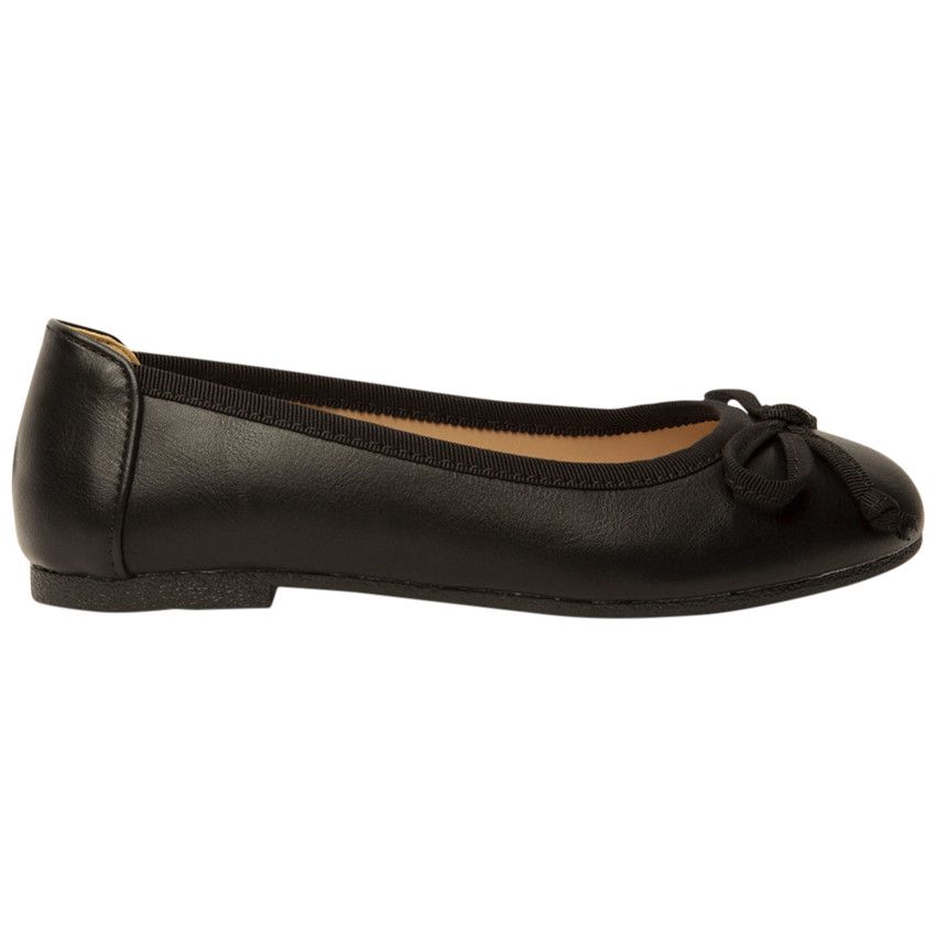 Ballerines noires en simili cuir avec nœud pour fille - Noir