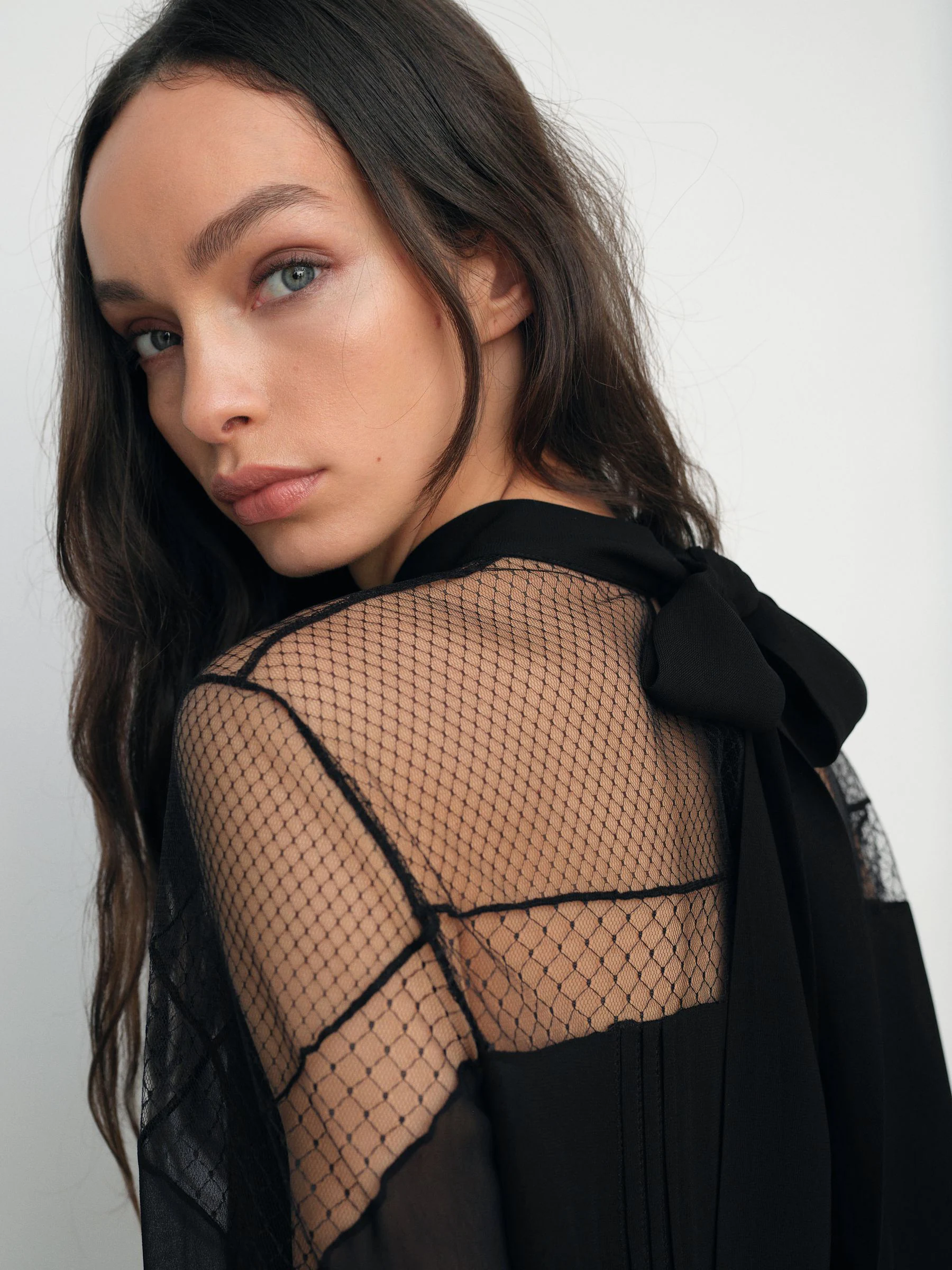 Reiss Marnie Lace-Insert Tie-Back Blouse