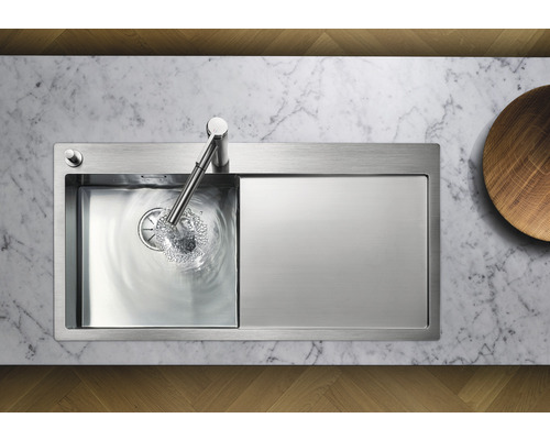 Blanco CLARON 5 S-IF spoelbak, 1000 x 510 mm, roestvrij staal, 521625, 1 bak, met afdruipgedeelte, bak rechts, vlak ingebouwd