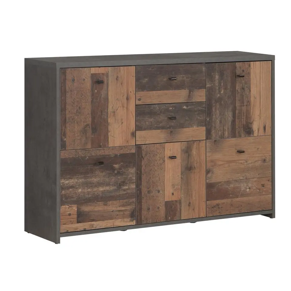 Meubella - Dressoir Sahara 4 - Old wood - Grijs - 114 cm