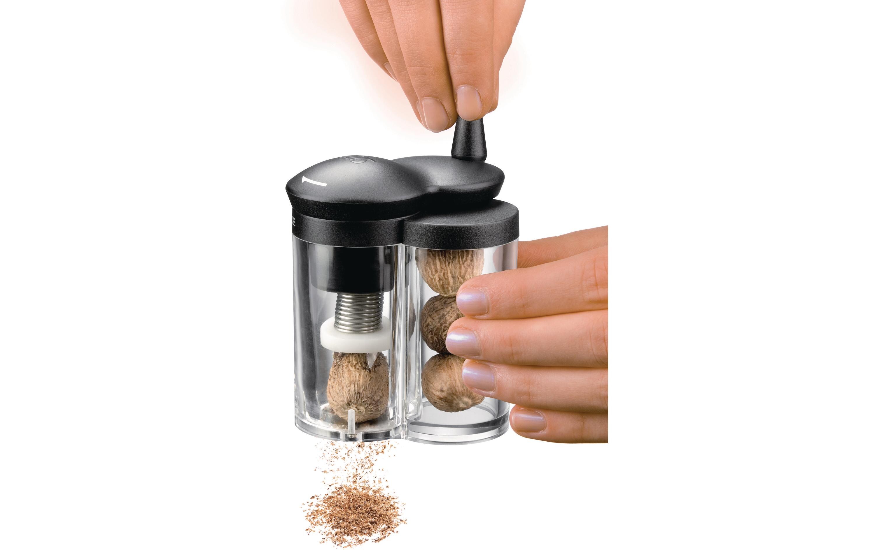 Muskatmühle Mulino 10 cm, TransparentMit hochwertiger Edelstahlreibfläche