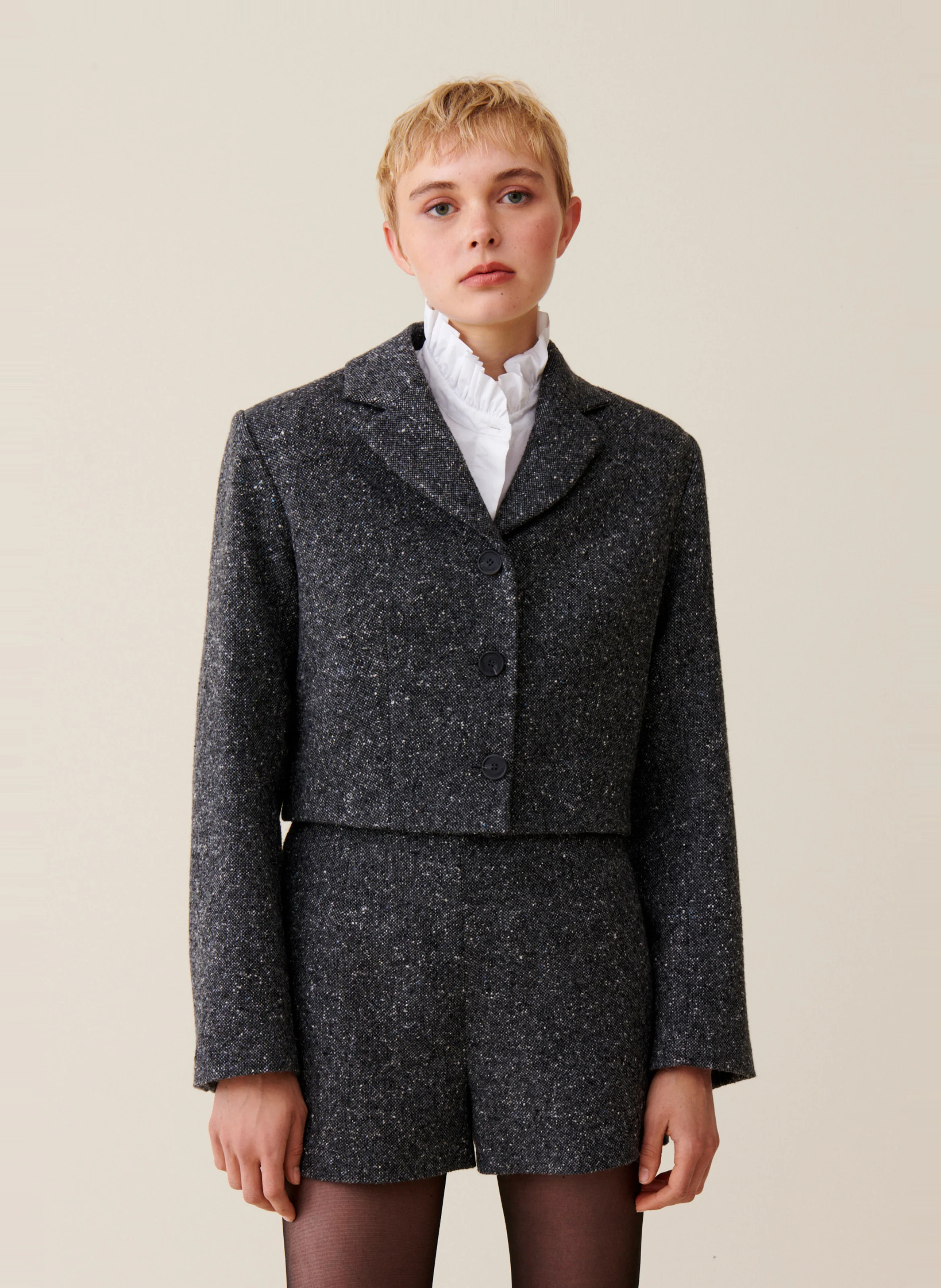 Veste de tailleur courte | Gris