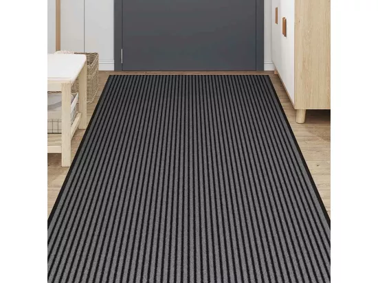 Paillasson noir et gris à rayures 115x400 cm