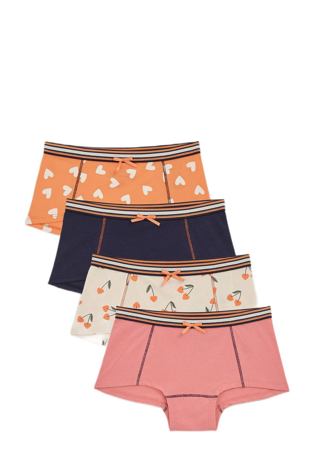 hipster - set van 4 oranje/donkerblauw/roze