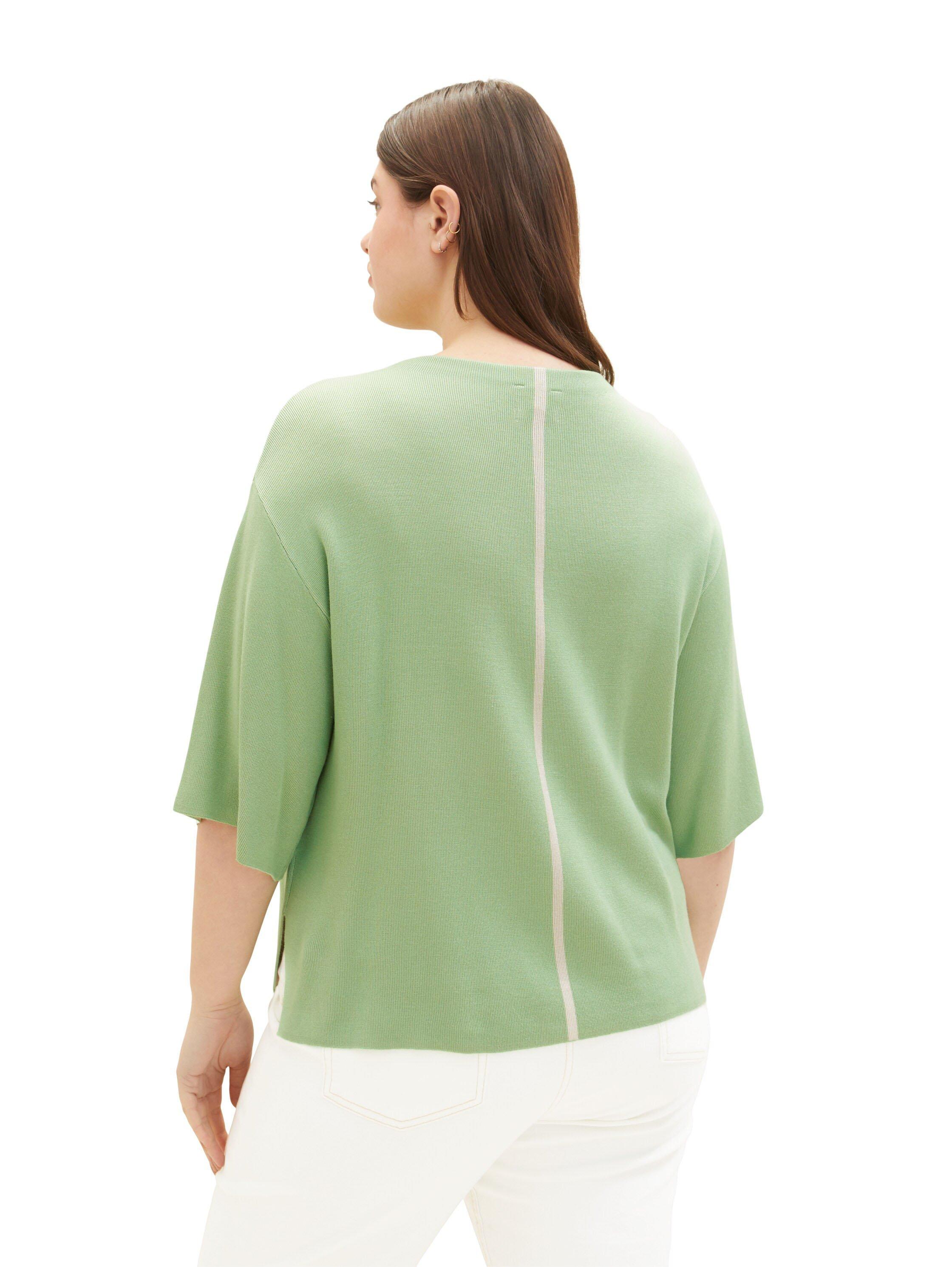 Halbarm-Pullover mit Kontraststreifen