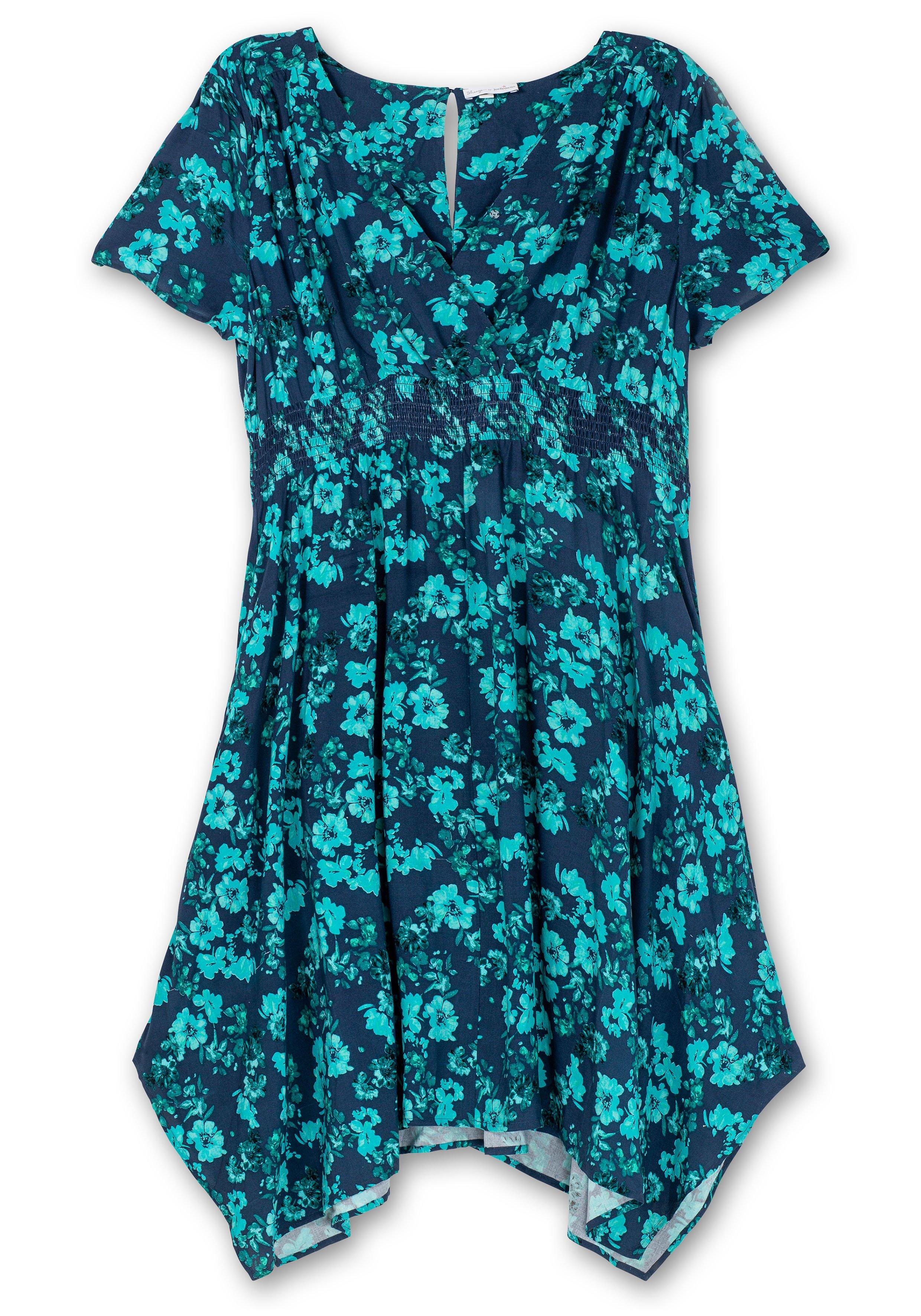 Kleid mit Blumendruck und Zipfelsaum