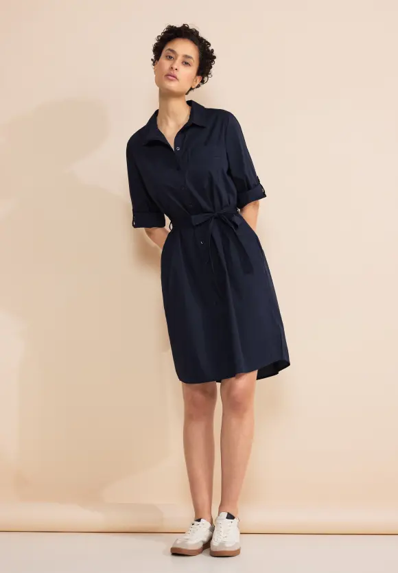 Cotton Hemdblusenkleid - deep blue