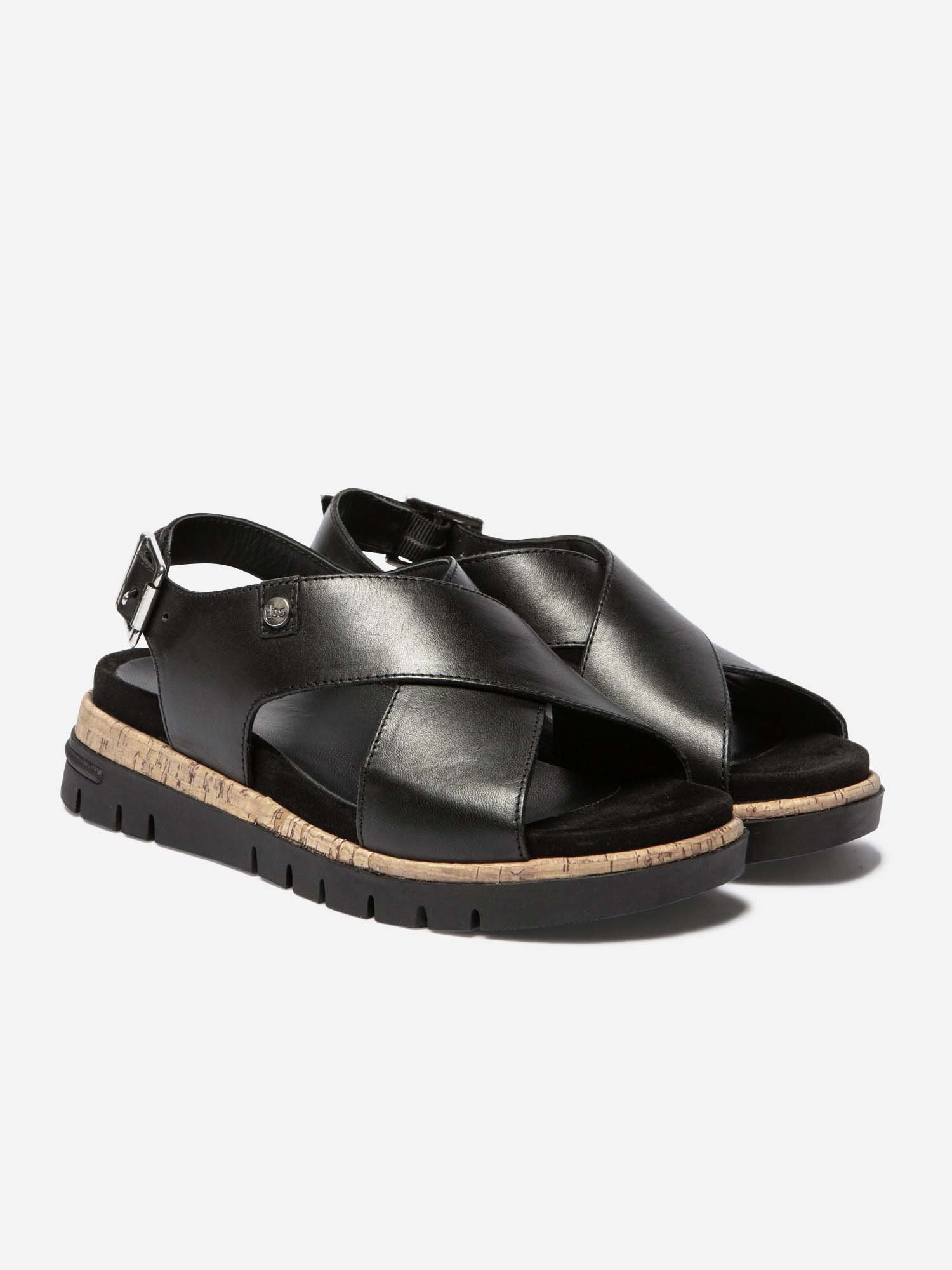 Sandales Femme Semelle Mi-Haute Cuir Noir