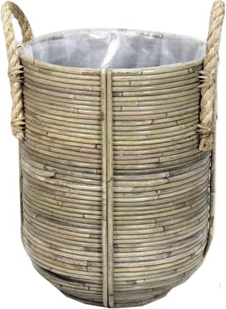 Van der Leeden plantenmand Streep grijs D 35 H 40 cm