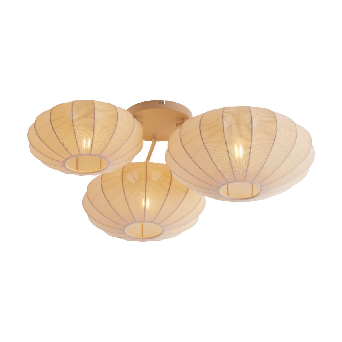Japandi plafondlamp beige 3-lichts - Multi Bida