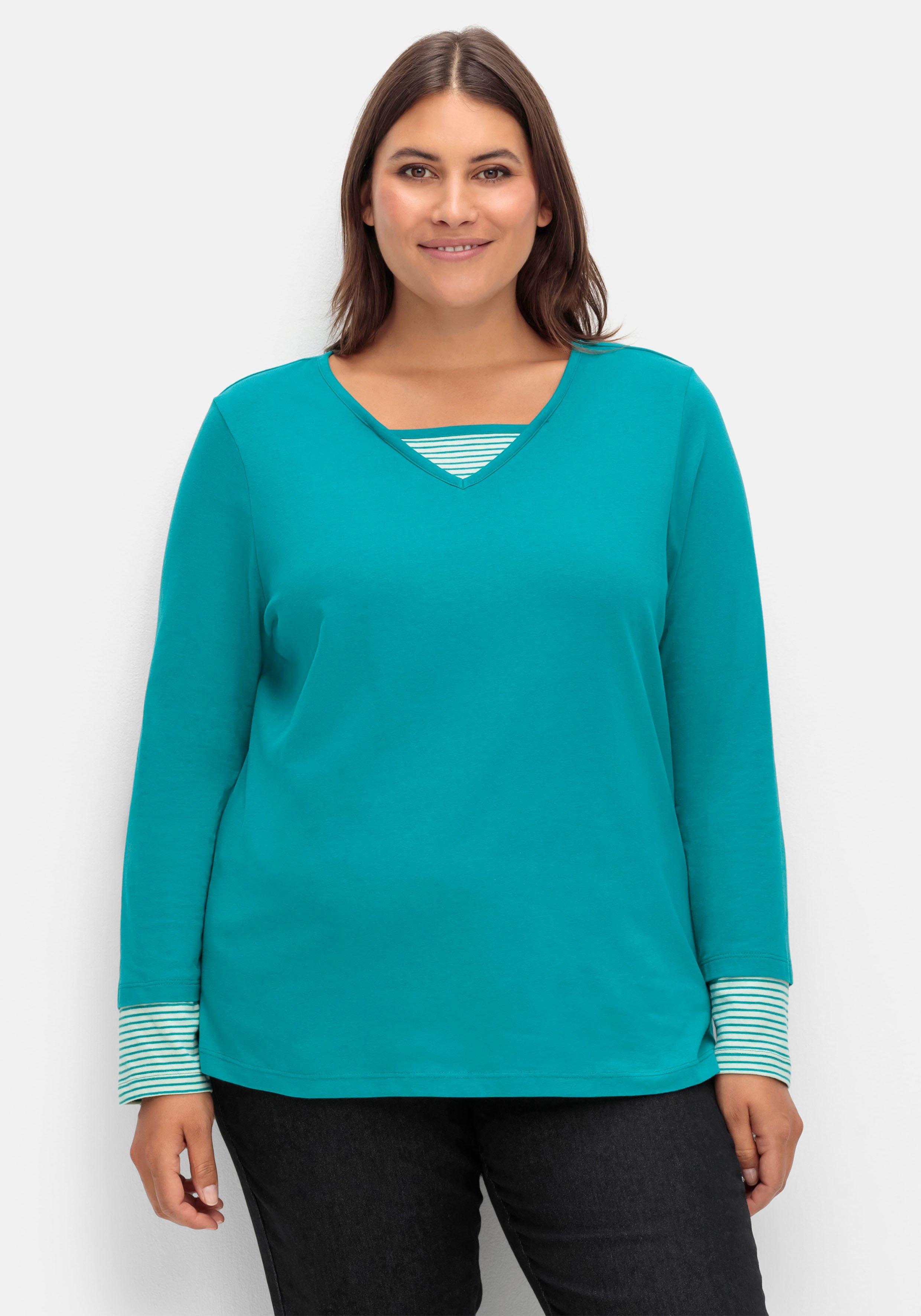 Shirt mit Streifendetails, im Layerlook