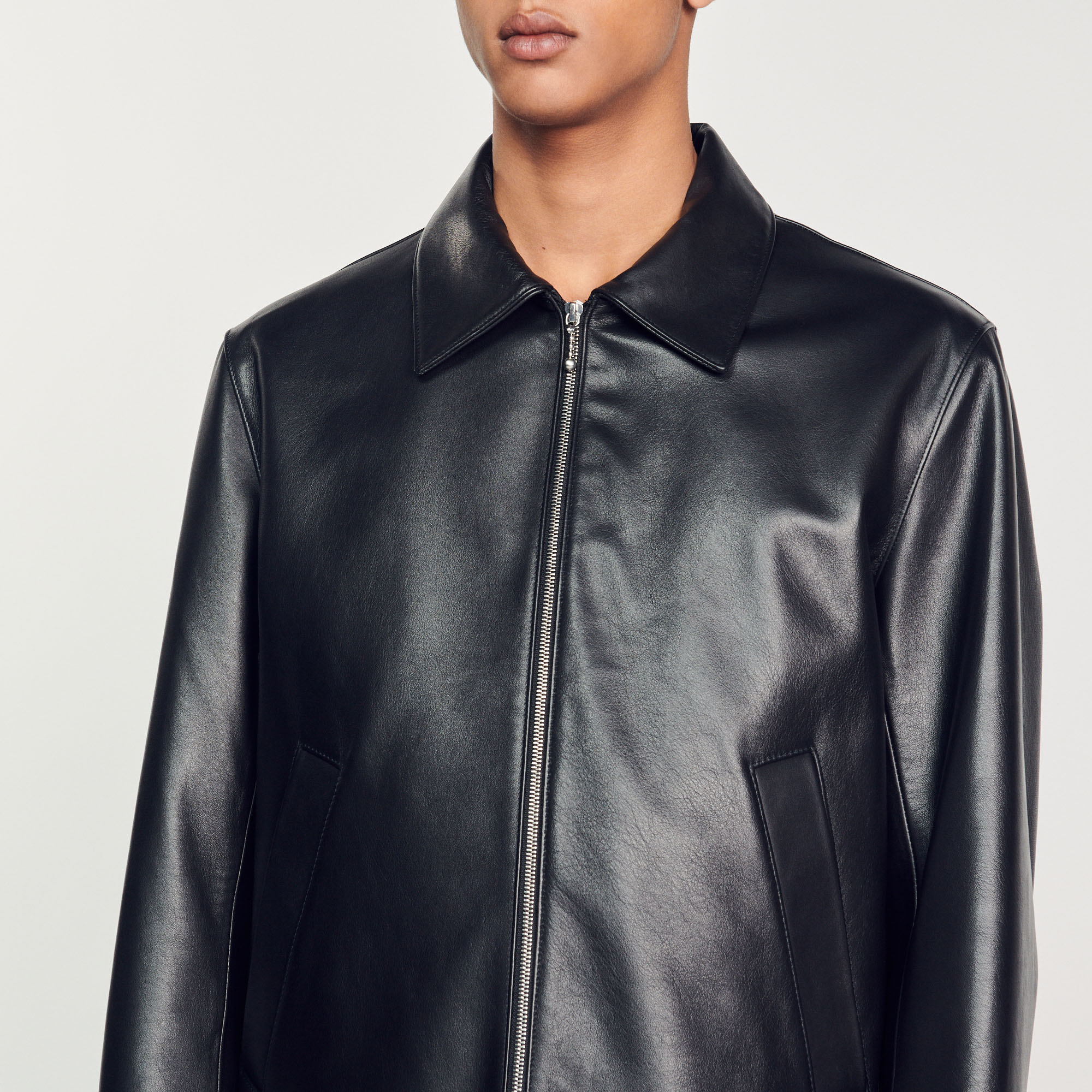 Blouson en cuir lisse
