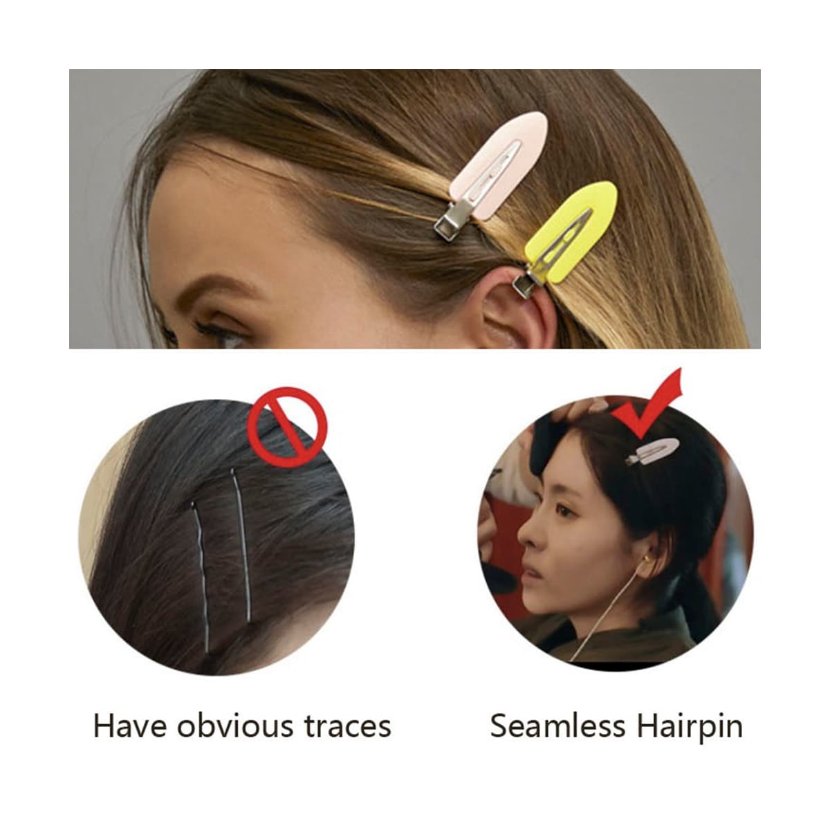 4 stk No Crease Hair Clips Hvit