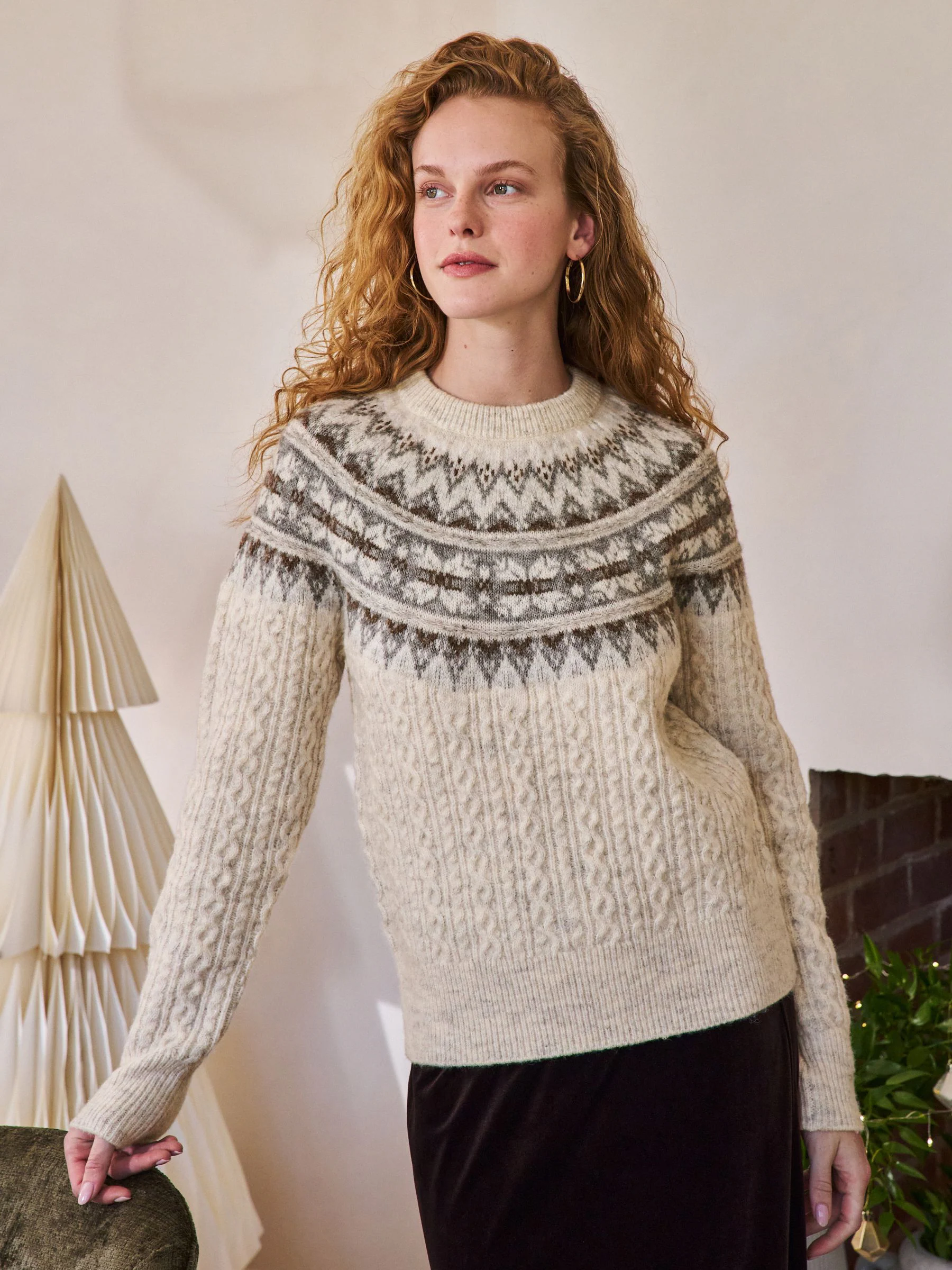 Ecru fairisle-motief  - Matching Family kersttrui