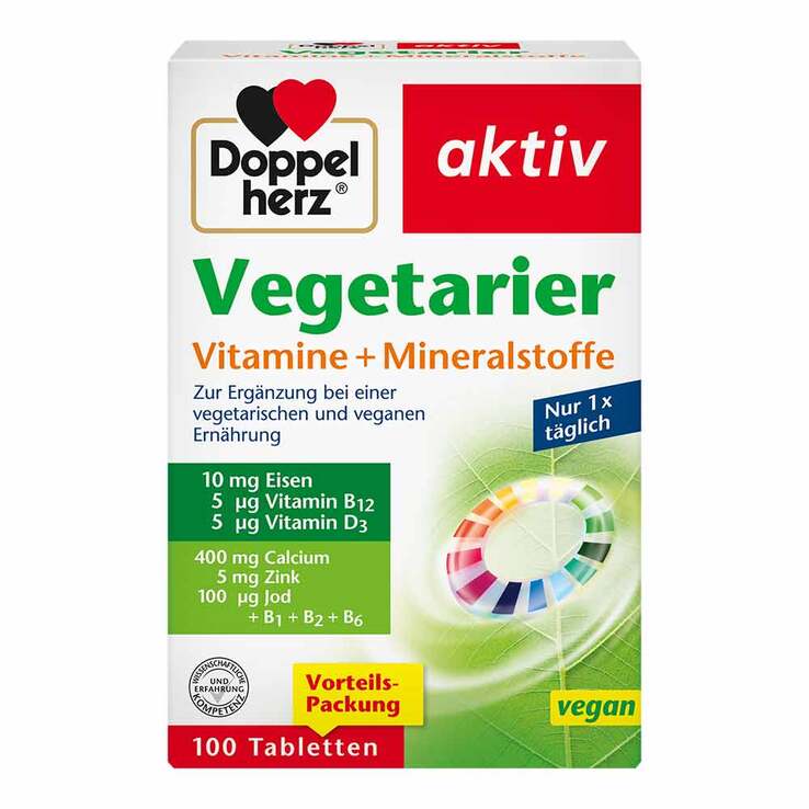 Doppelherz Vegetarier Vitamine + Mineralstoffe aktiv, 100 St