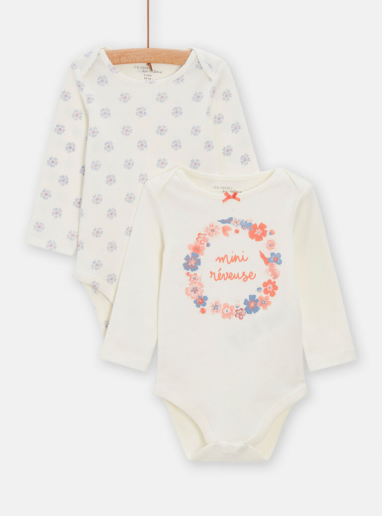 Lot de 2 body manches longues imprimés pour bébé fille